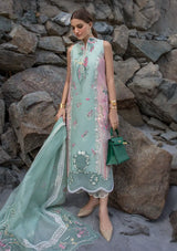 Crimson Luxury Lawn'24 D-06A-Sun Kissed-Sea Foam - Mohsin Saeed Fabrics