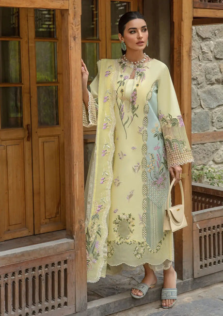 Crimson Luxury Lawn'24 D-06B-Sun Kissed-Lemon - Mohsin Saeed Fabrics