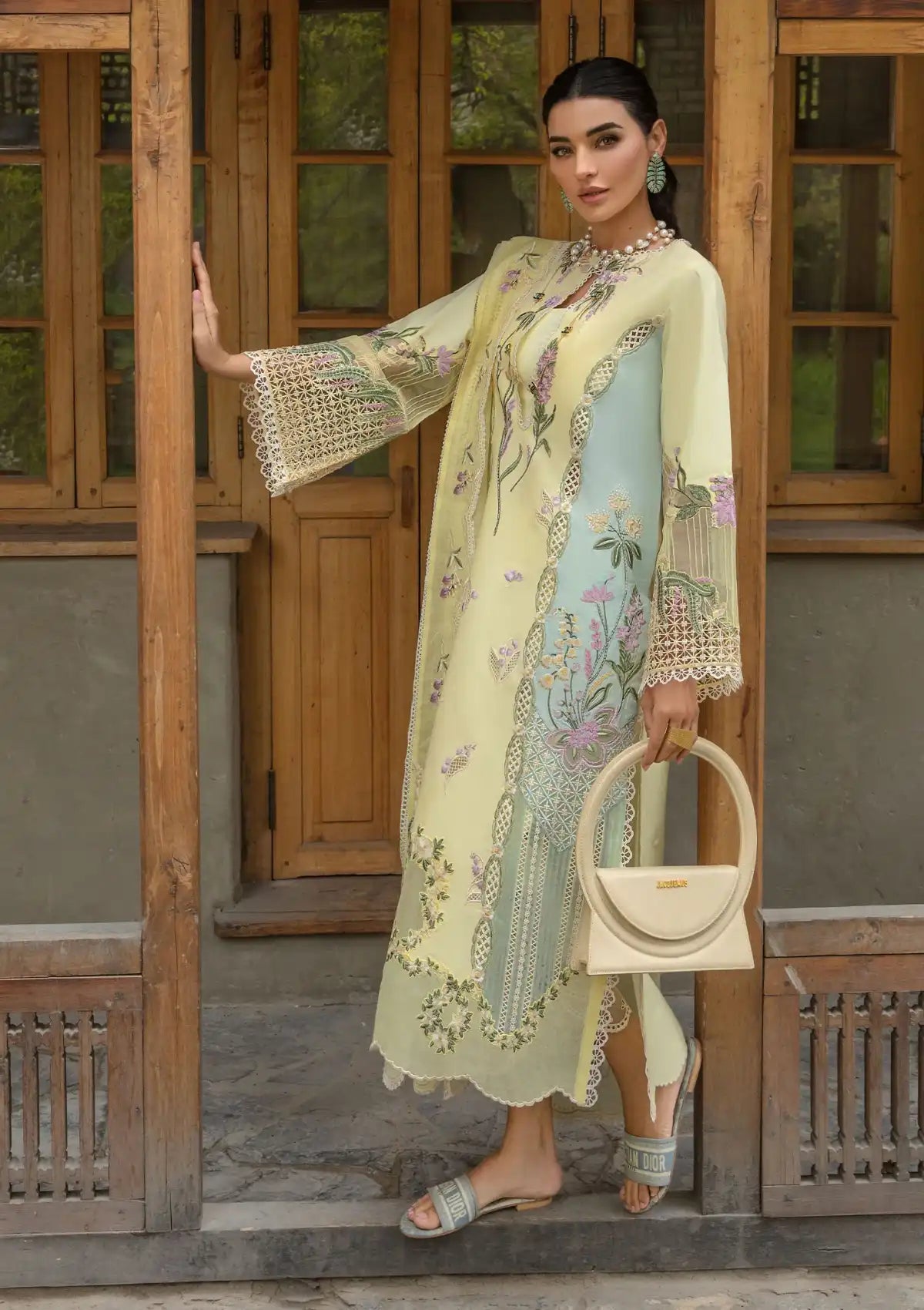 Crimson Luxury Lawn'24 D-06B-Sun Kissed-Lemon - Mohsin Saeed Fabrics