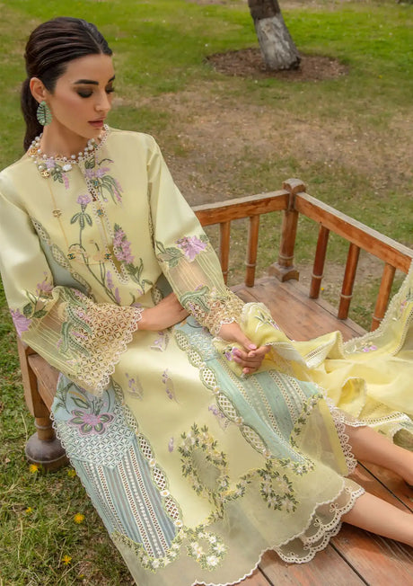 Crimson Luxury Lawn'24 D-06B-Sun Kissed-Lemon - Mohsin Saeed Fabrics