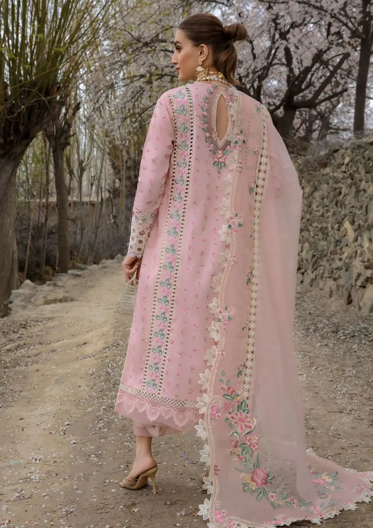 Crimson Luxury Lawn'24 D-05B-Believe In Her-Blush Pink - Mohsin Saeed Fabrics