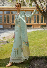 Crimson Luxury Lawn'24 D-04B-Into The Wild-Aqua - Mohsin Saeed Fabrics