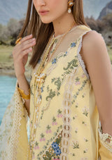 Crimson Luxury Lawn'24 D-02A-A French Brunch-Sunflower Yellow - Mohsin Saeed Fabrics
