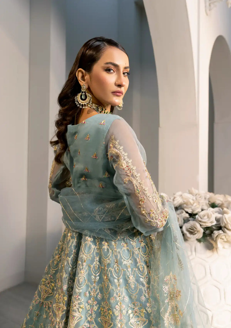 Mehroz-e-Rah By Anam Pret'24 D-03-Ice Blue - Mohsin Saeed Fabrics