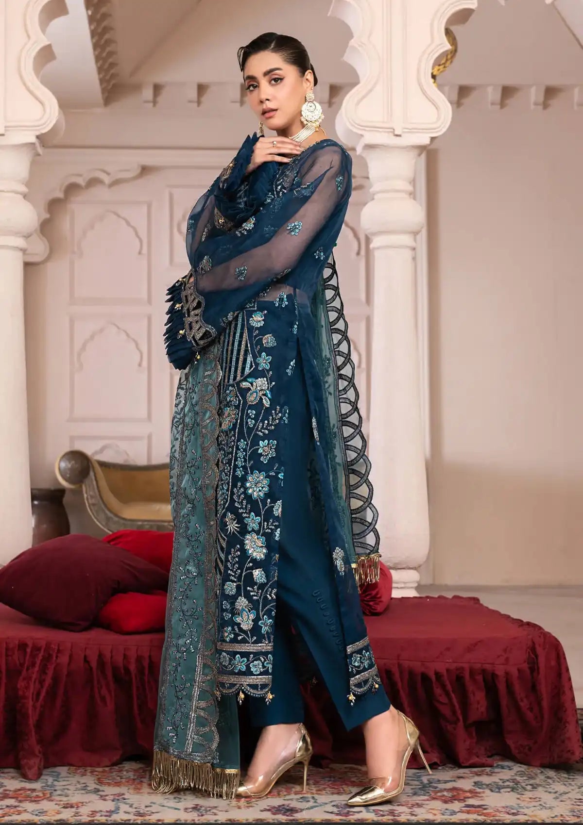 JJ Embellish By Janique'23 Vol-01 D-002 Blue Contour