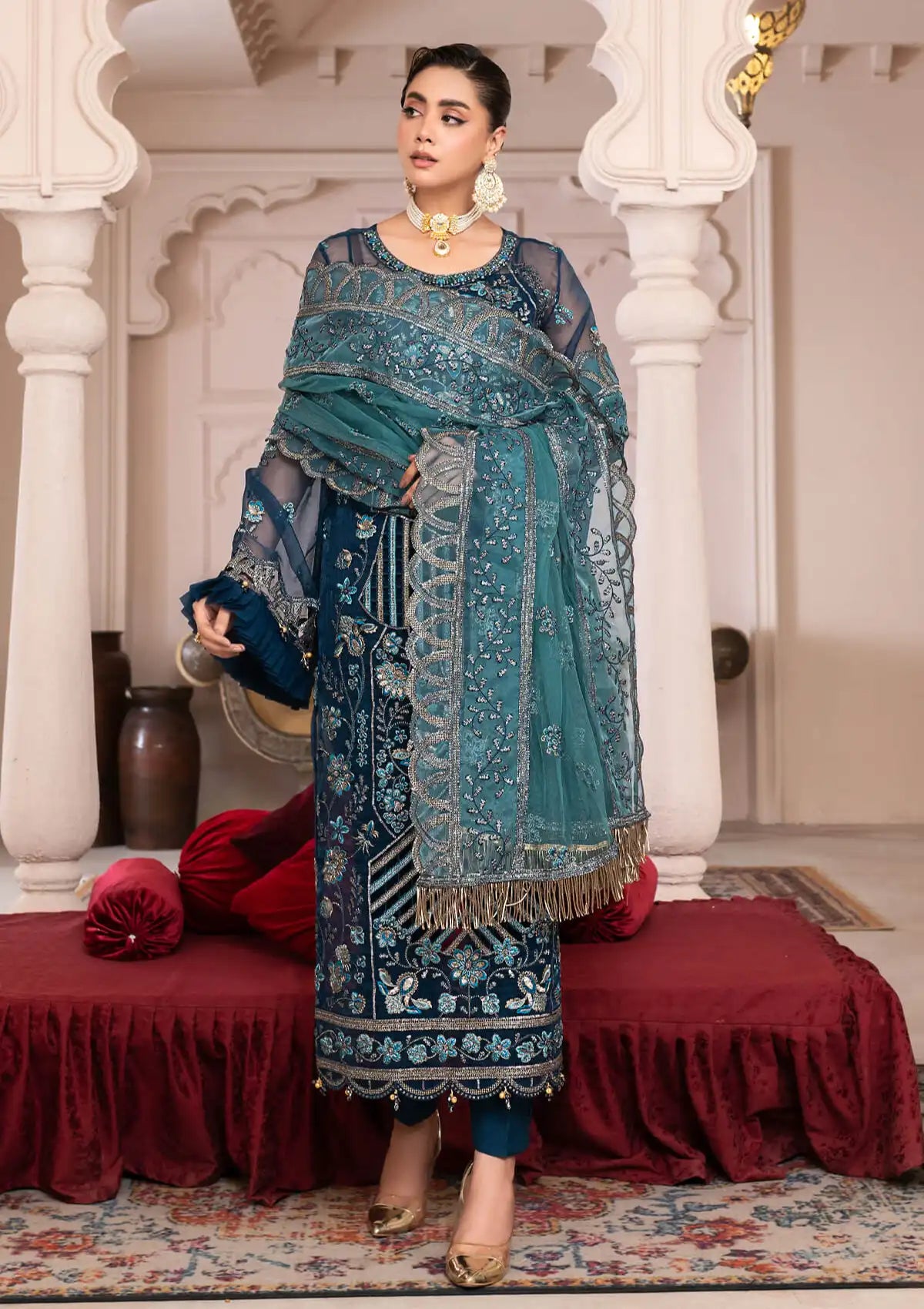 JJ Embellish By Janique'23 Vol-01 D-002 Blue Contour