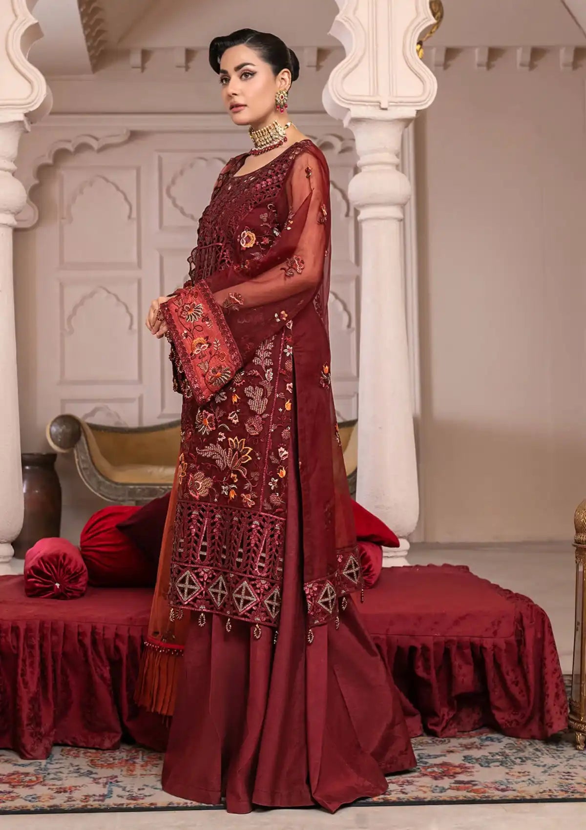 JJ Embellish By Janique'25 Vol-01 D-007 Red Stone