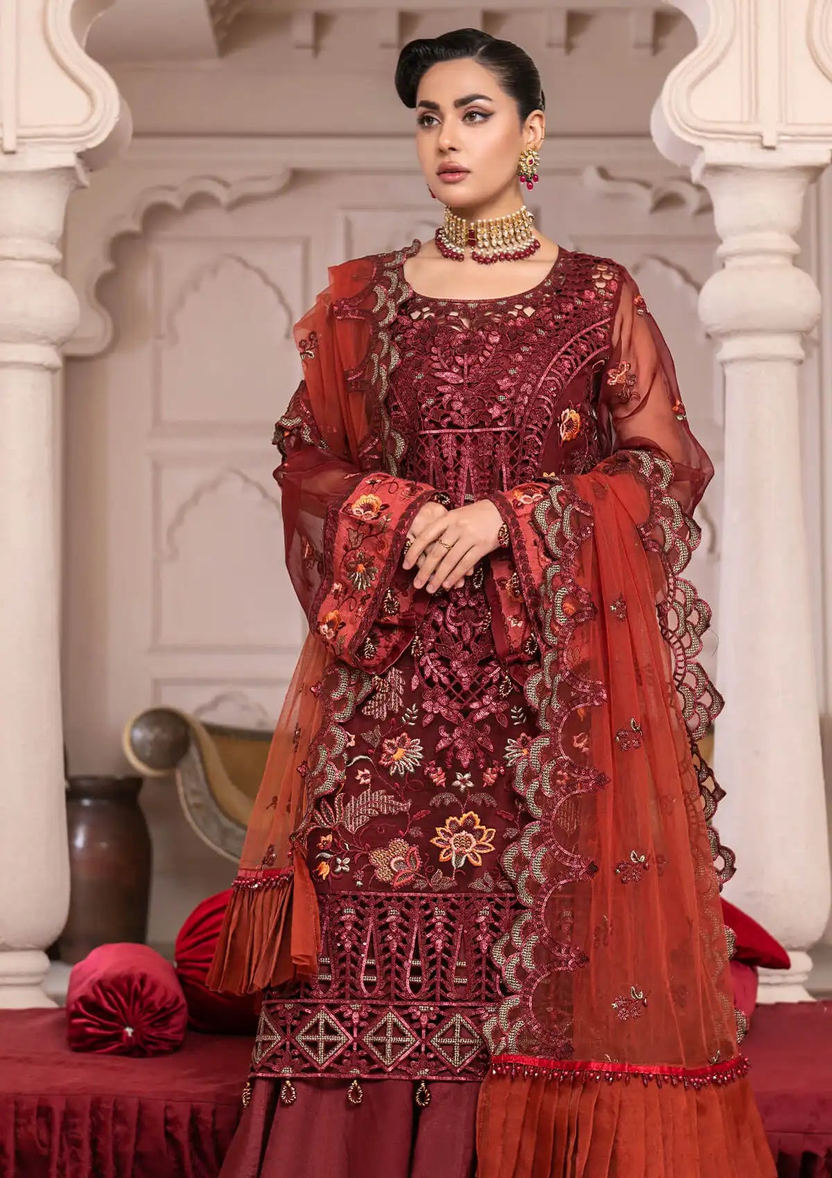 JJ Embellish By Janique'25 Vol-01 D-007 Red Stone