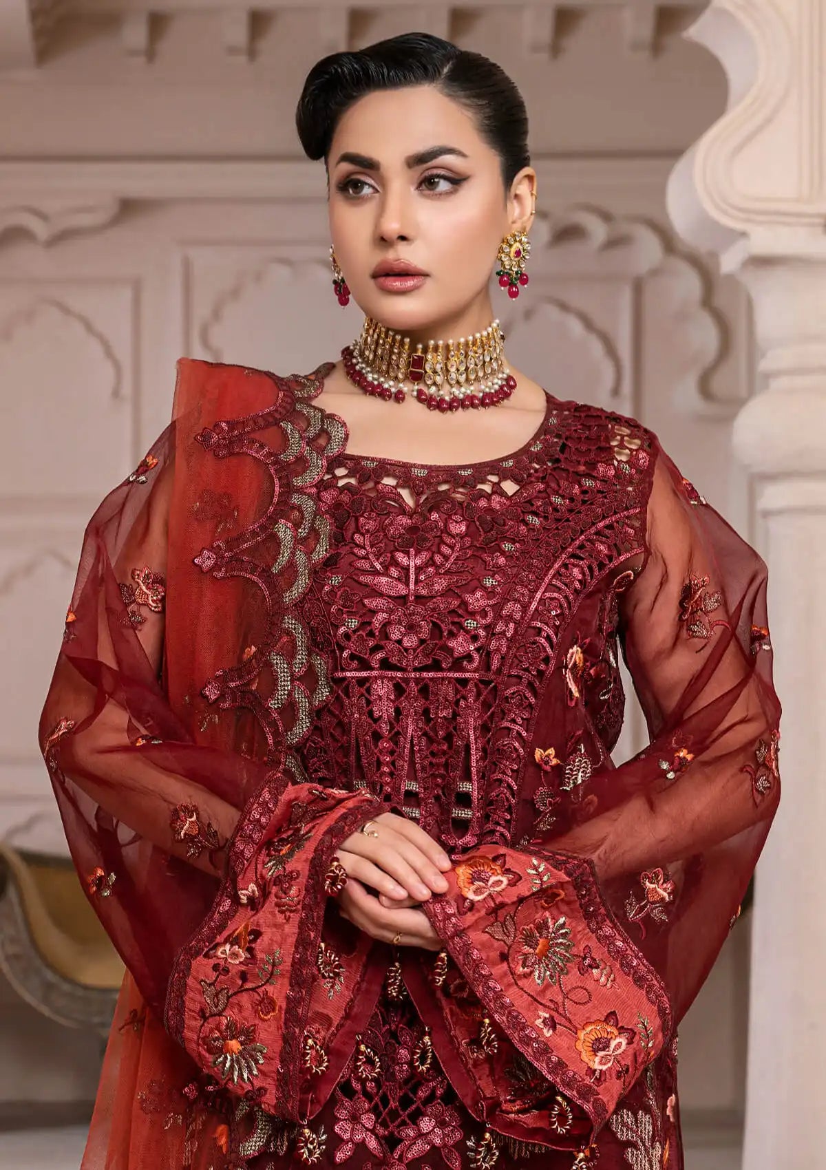 JJ Embellish By Janique'25 Vol-01 D-007 Red Stone