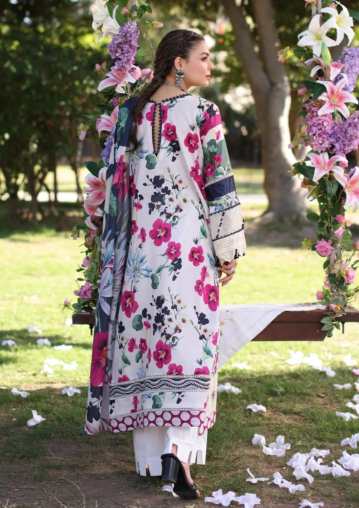 Elaf Print Chikankari Lawn'24 ECK-01A LOVELIGHT - Mohsin Saeed Fabrics