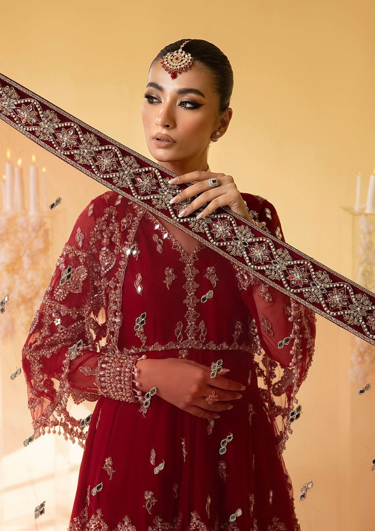Nuriyaa Mystic Luxe Formal'23 SCARLET - Mohsin Saeed Fabrics