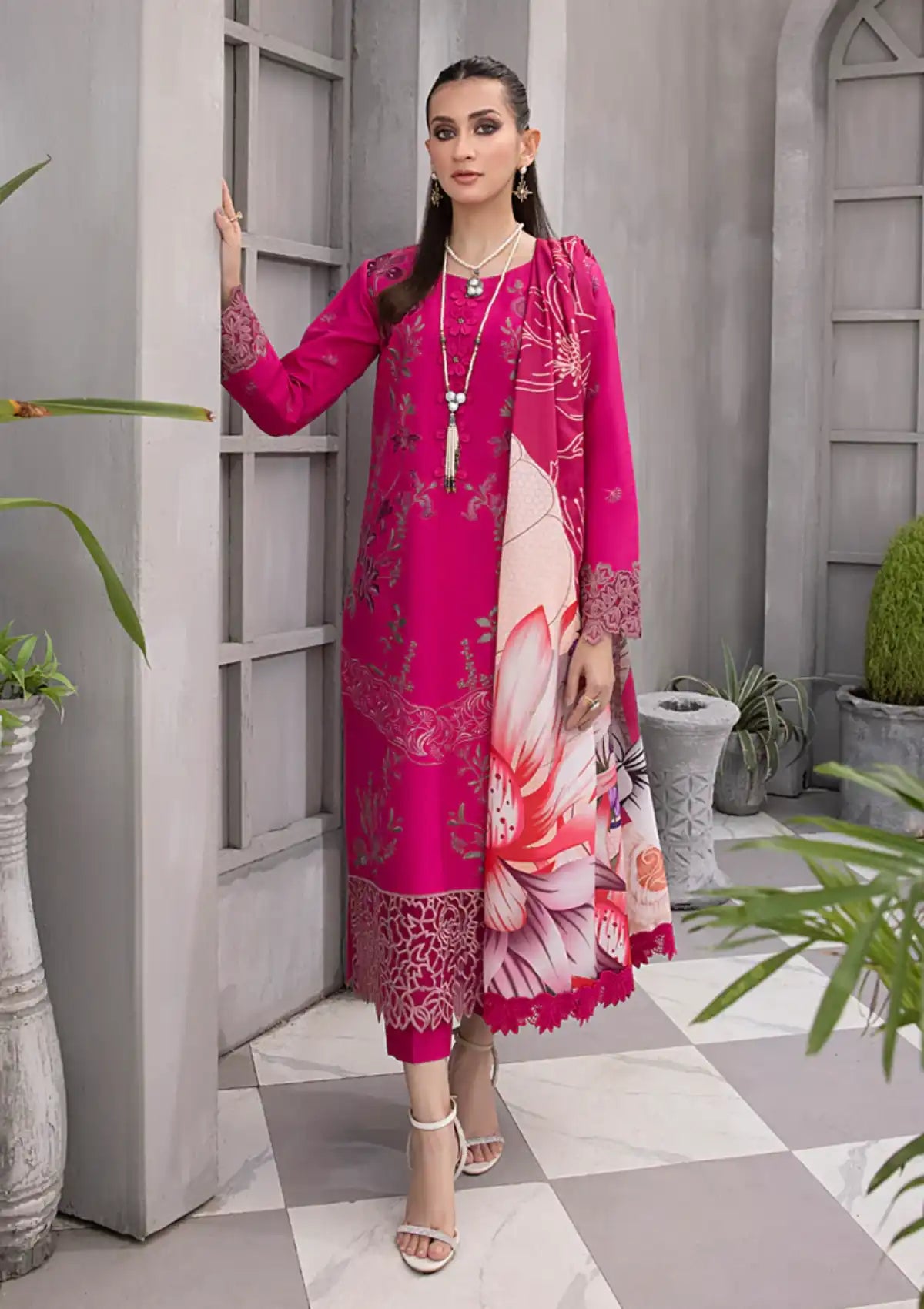 Rang Rasiya Florence Slub Linen'23 D-08 RAISA - Mohsin Saeed Fabrics