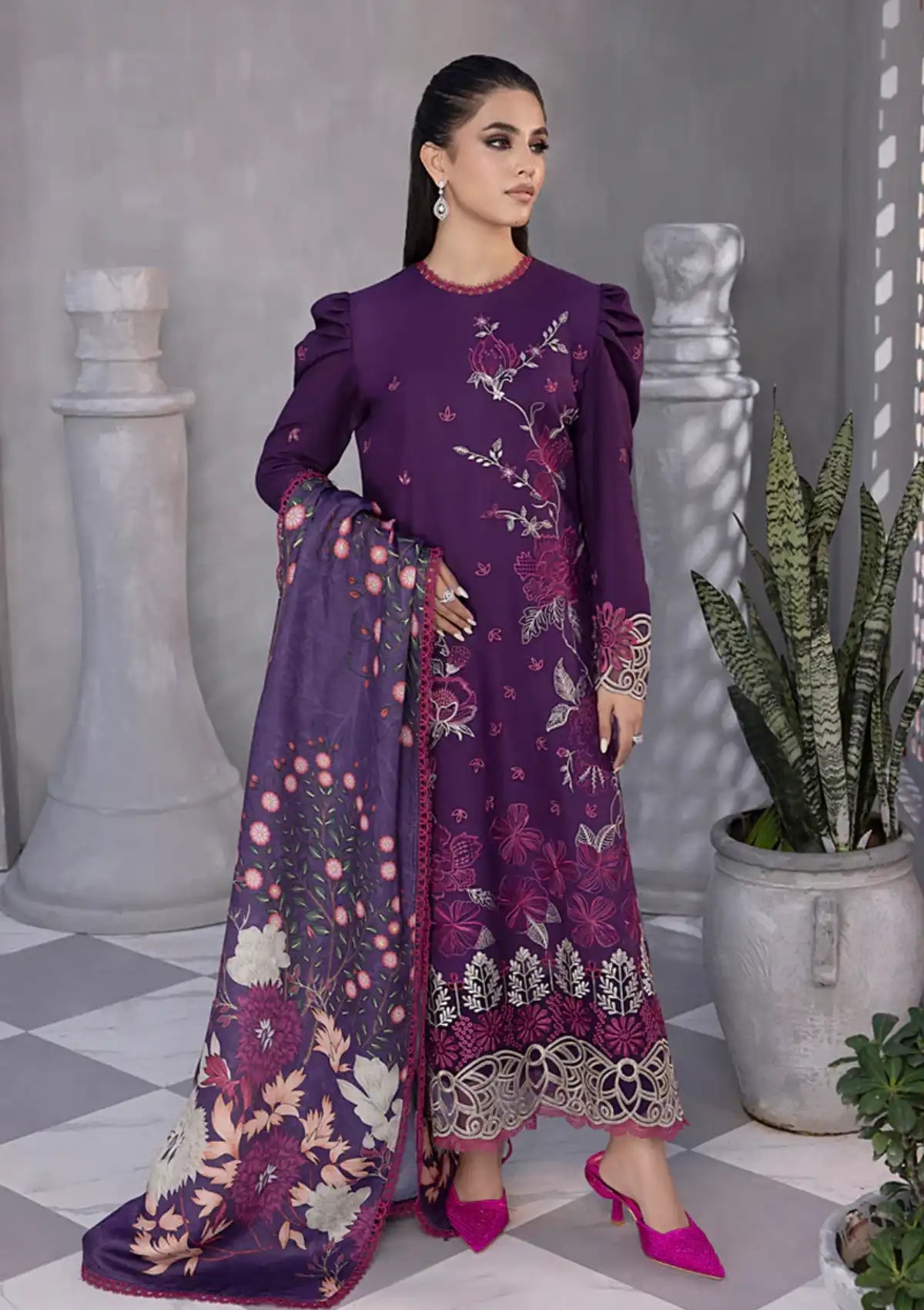 Rang Rasiya Florence Slub Linen'23 D-09 SAHEEFA - Mohsin Saeed Fabrics