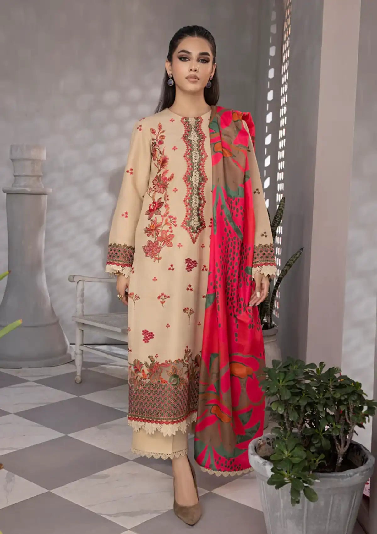 Rang Rasiya Florence Slub Linen'23 D-02 MAIRA - Mohsin Saeed Fabrics