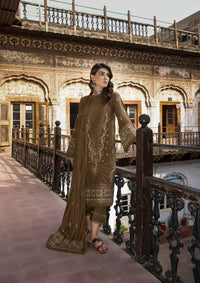 Humdum Vasl Emb Peach Leather'23 D-01 - Mohsin Saeed Fabrics