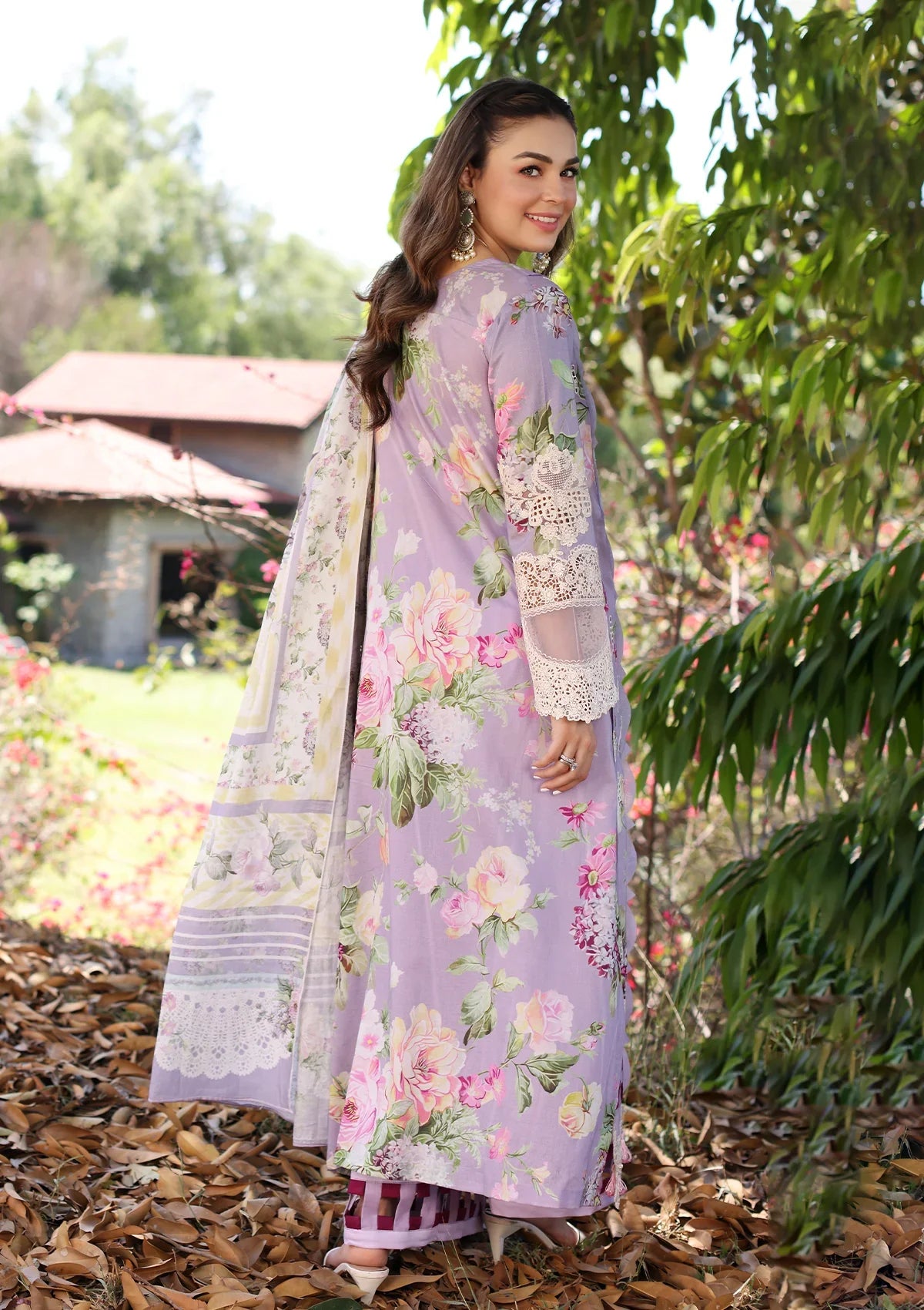 Elaf Print Chikankari Lawn'24 ECK-03A LILAC L’AMOUR - Mohsin Saeed Fabrics