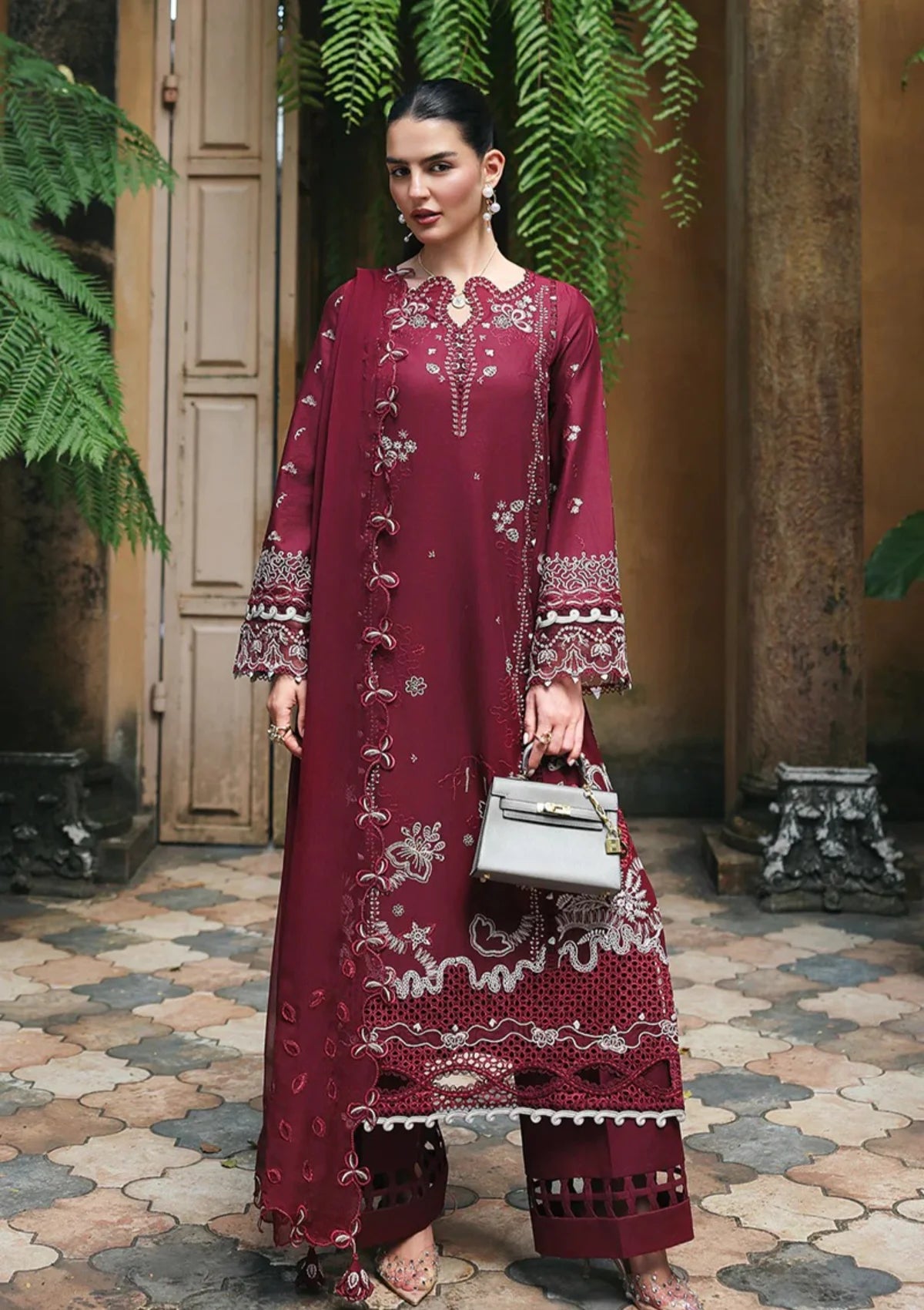 Qalamkar Qline Lawn Drop 1'26  RP-12 GARNET