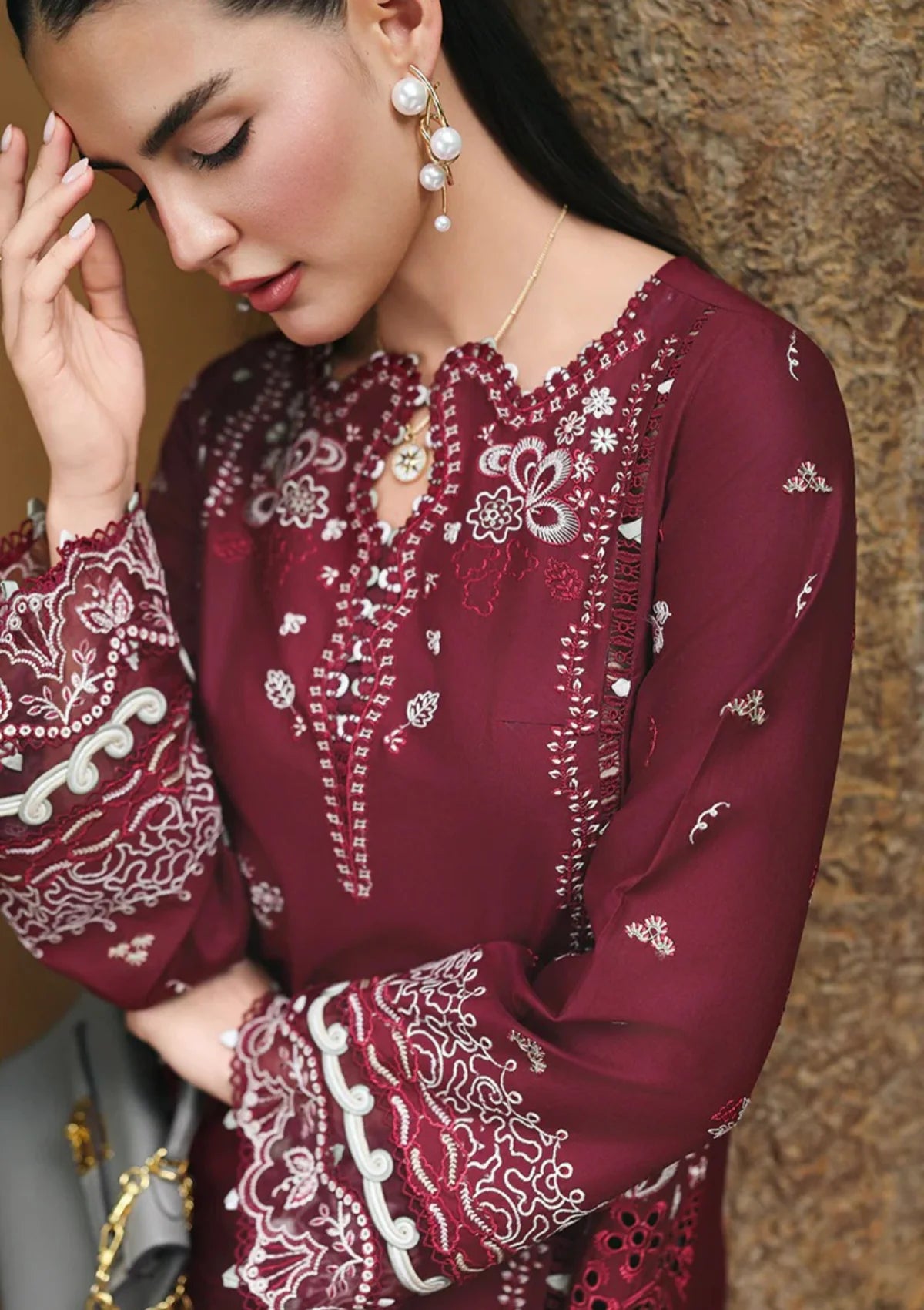 Qalamkar Qline Lawn Drop 1'26  RP-12 GARNET