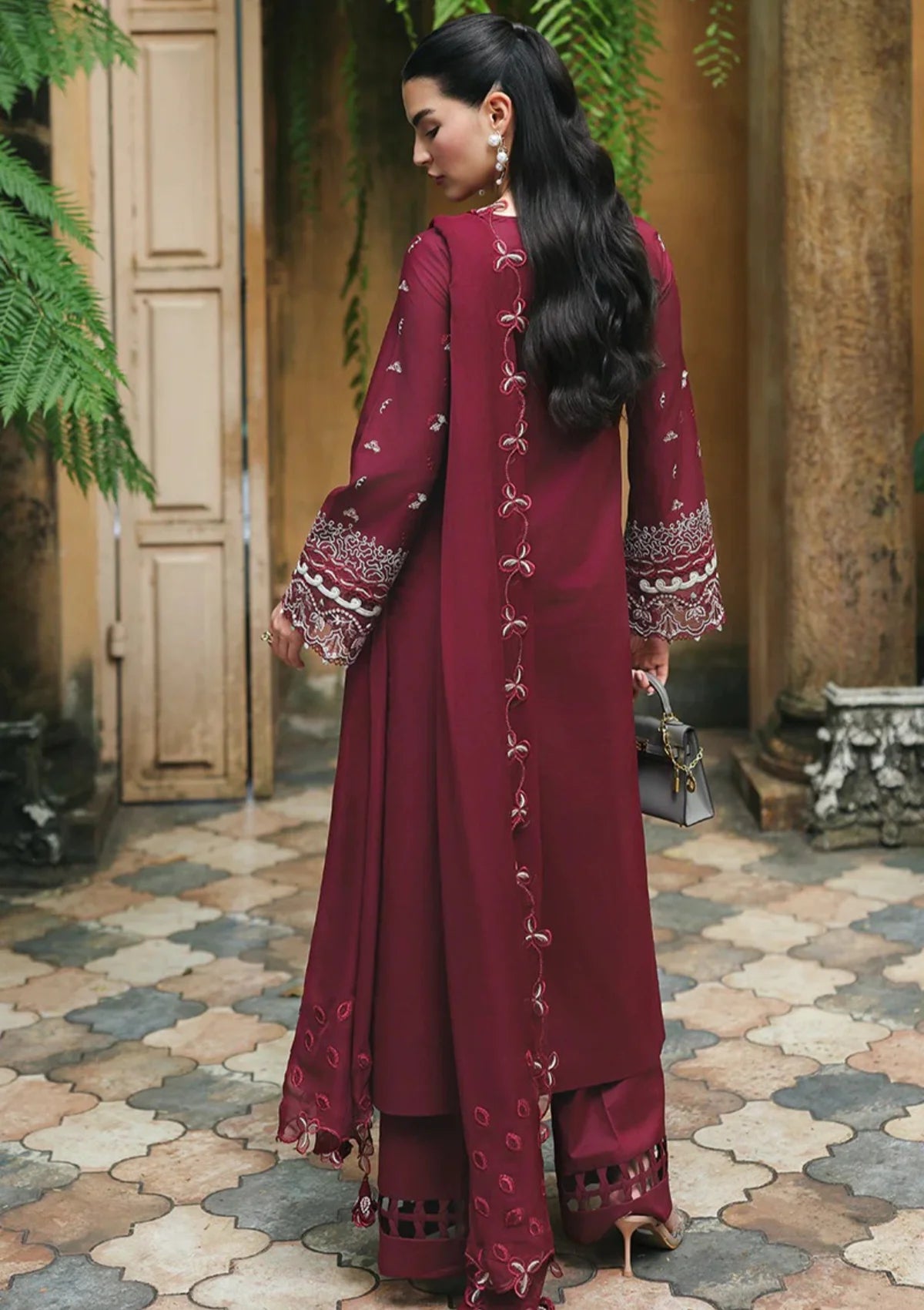 Qalamkar Qline Lawn Drop 1'26  RP-12 GARNET