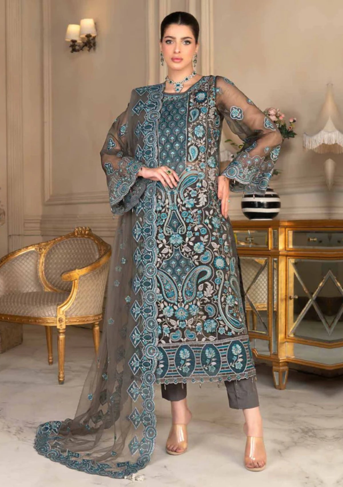 Janique JJ Embellish Luxury Formal'25 Vol-07'25 D-06 Sky Blue
