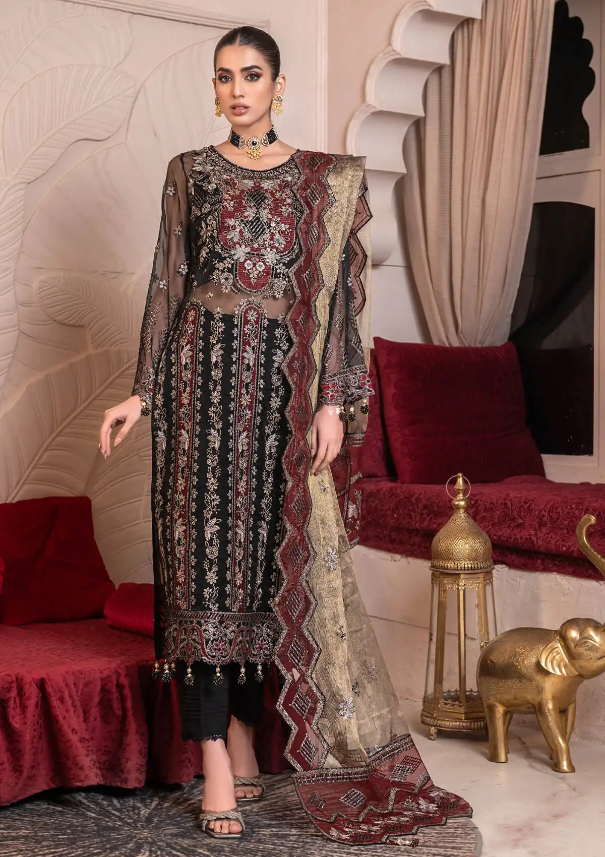 JJ Embellish By Janique'23 Vol-01 D-006 Black Frescoe