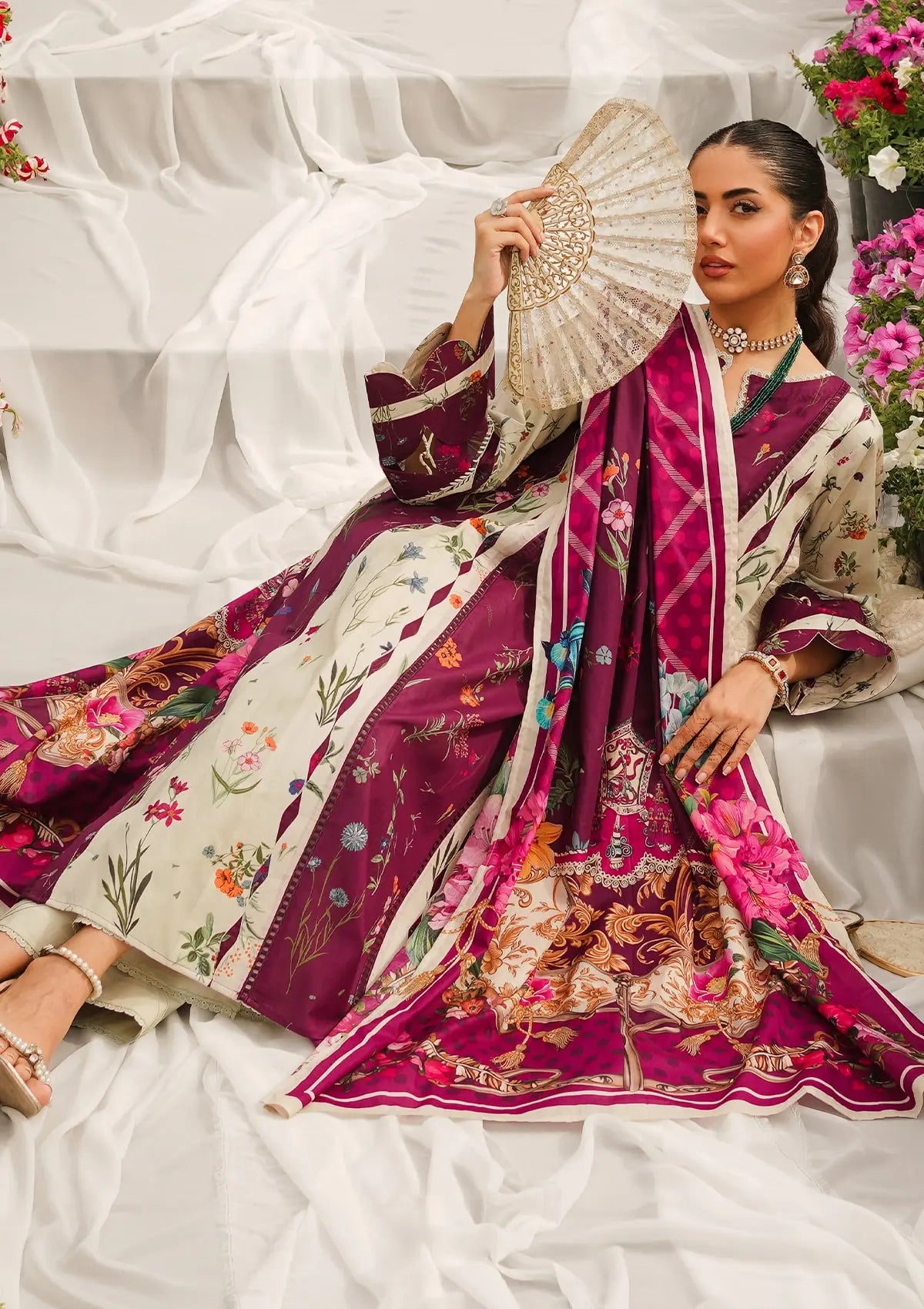 Elaf Prints Lawn Collection'24 EEP-08A-Twilight Ties - Mohsin Saeed Fabrics