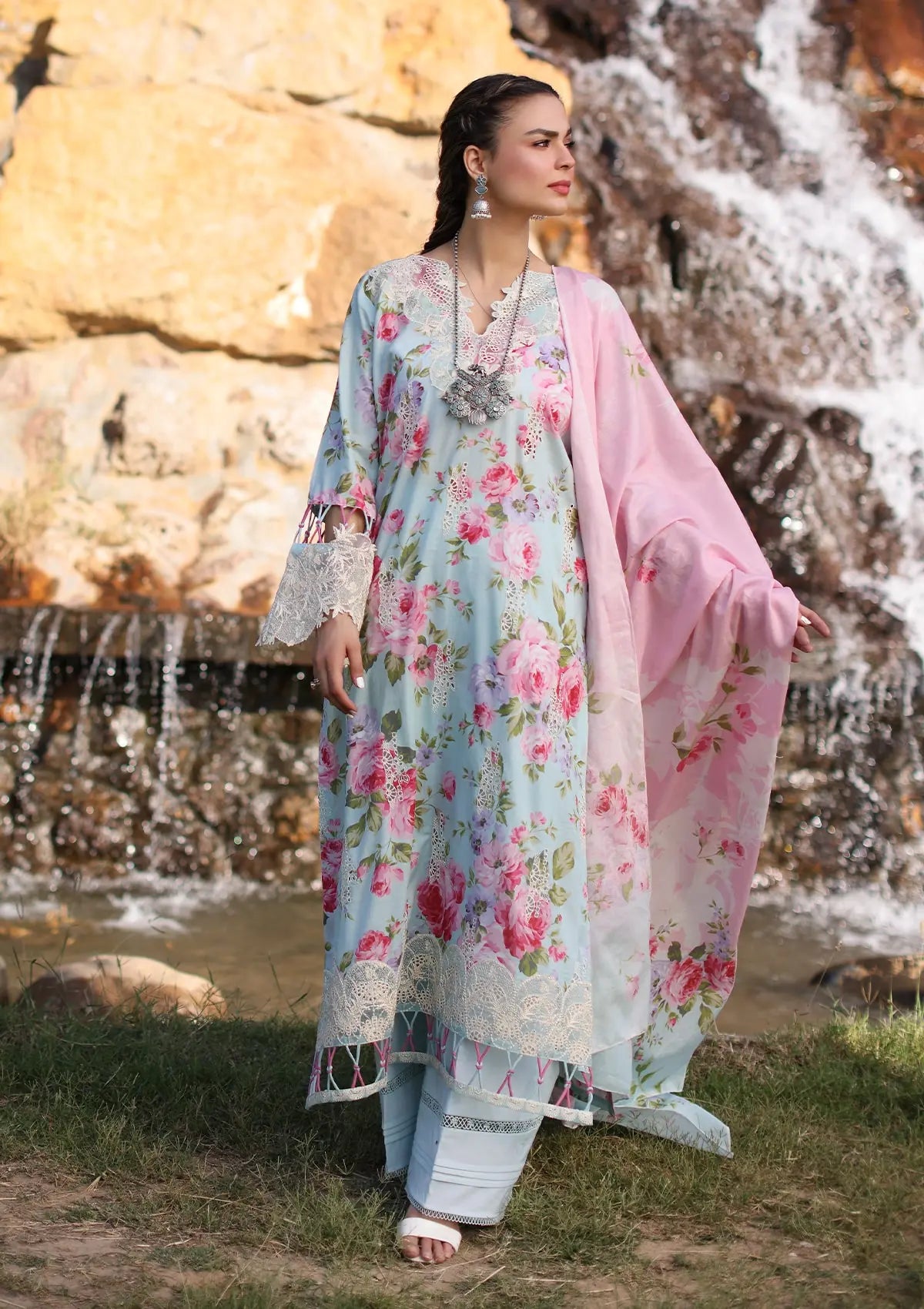 Elaf Print Chikankari Lawn'24 ECK-04B GLACIELLA - Mohsin Saeed Fabrics