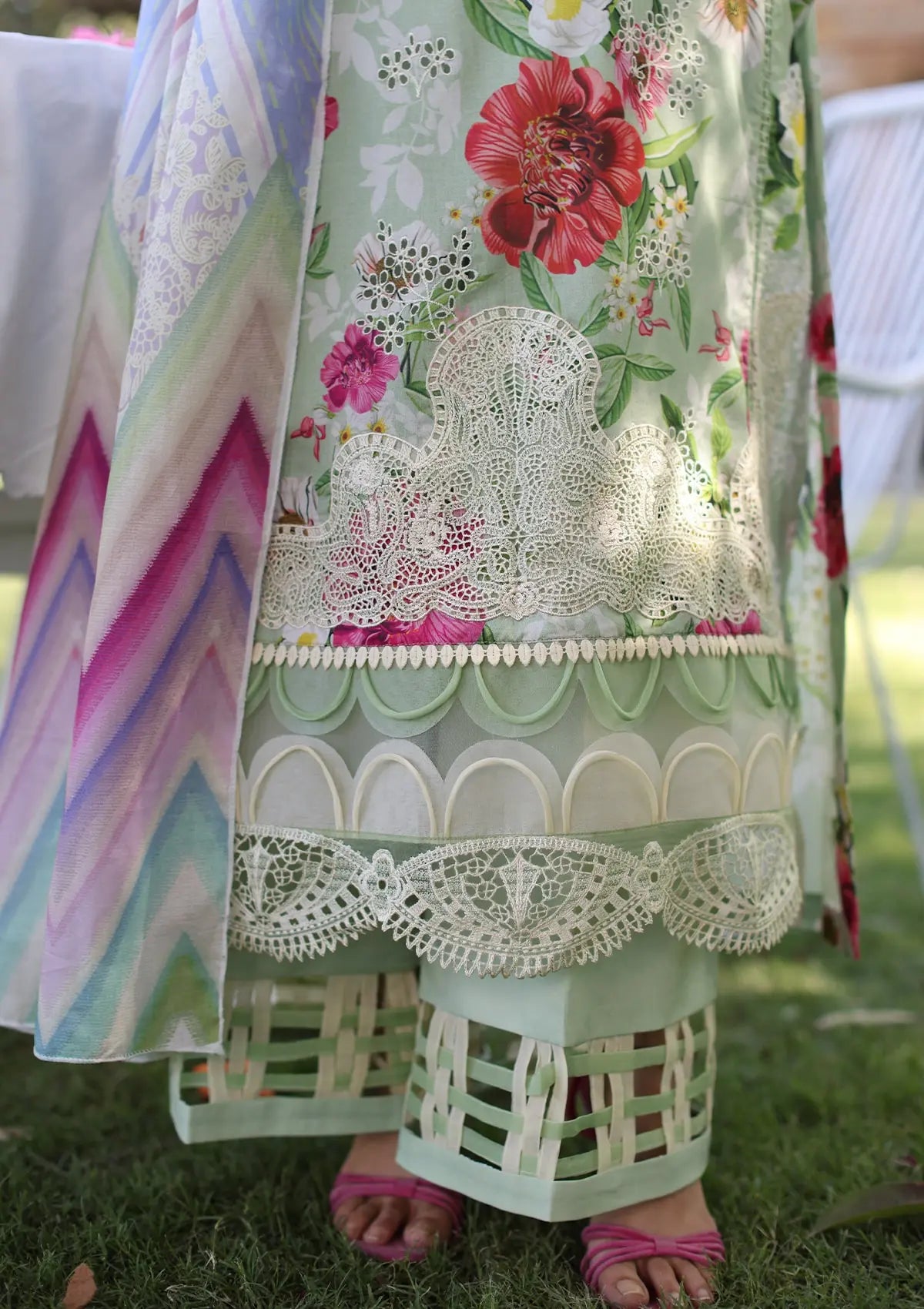 Elaf Print Chikankari Lawn'24 ECK-06B OASIS - Mohsin Saeed Fabrics