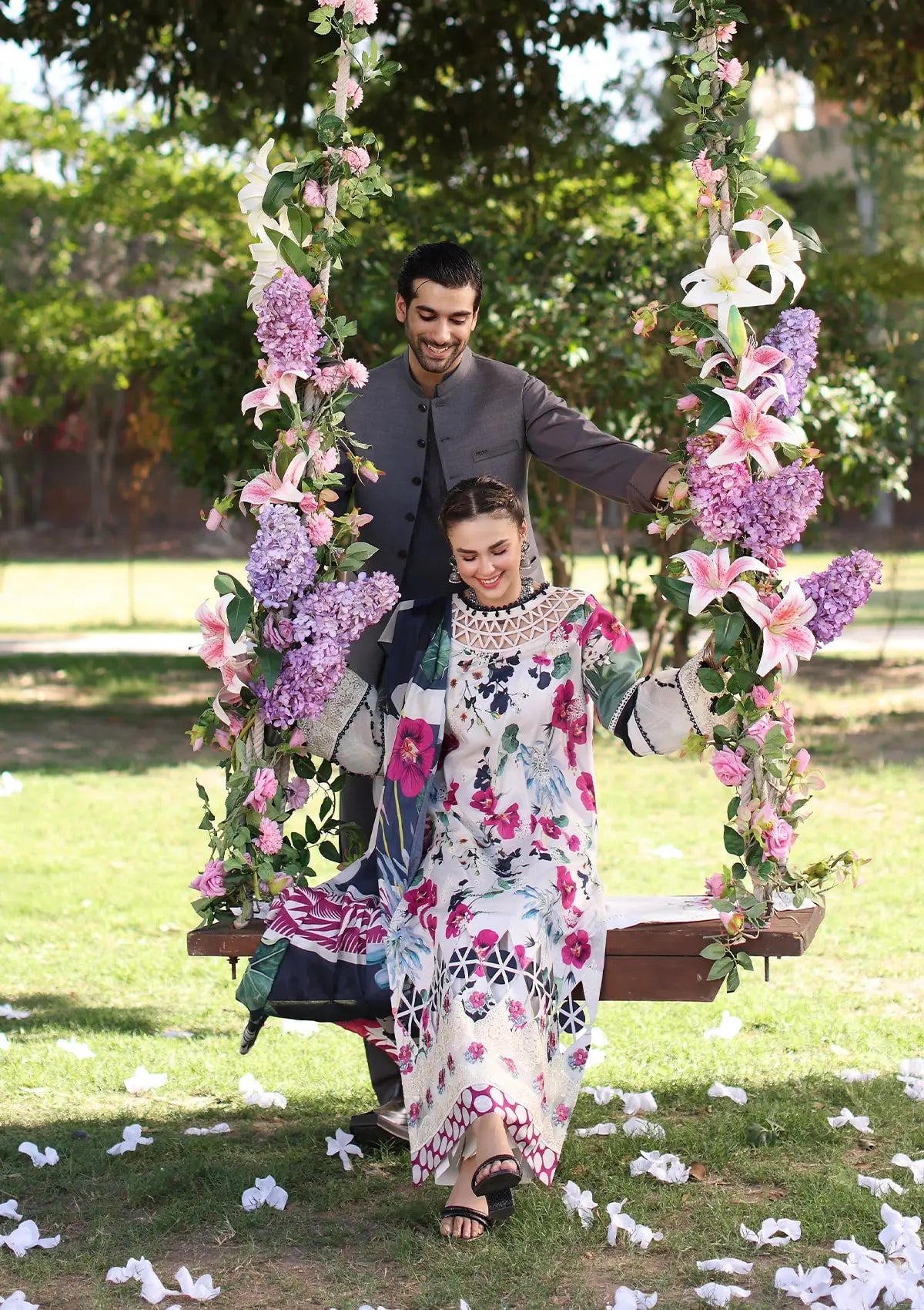Elaf Print Chikankari Lawn'24 ECK-01A LOVELIGHT - Mohsin Saeed Fabrics