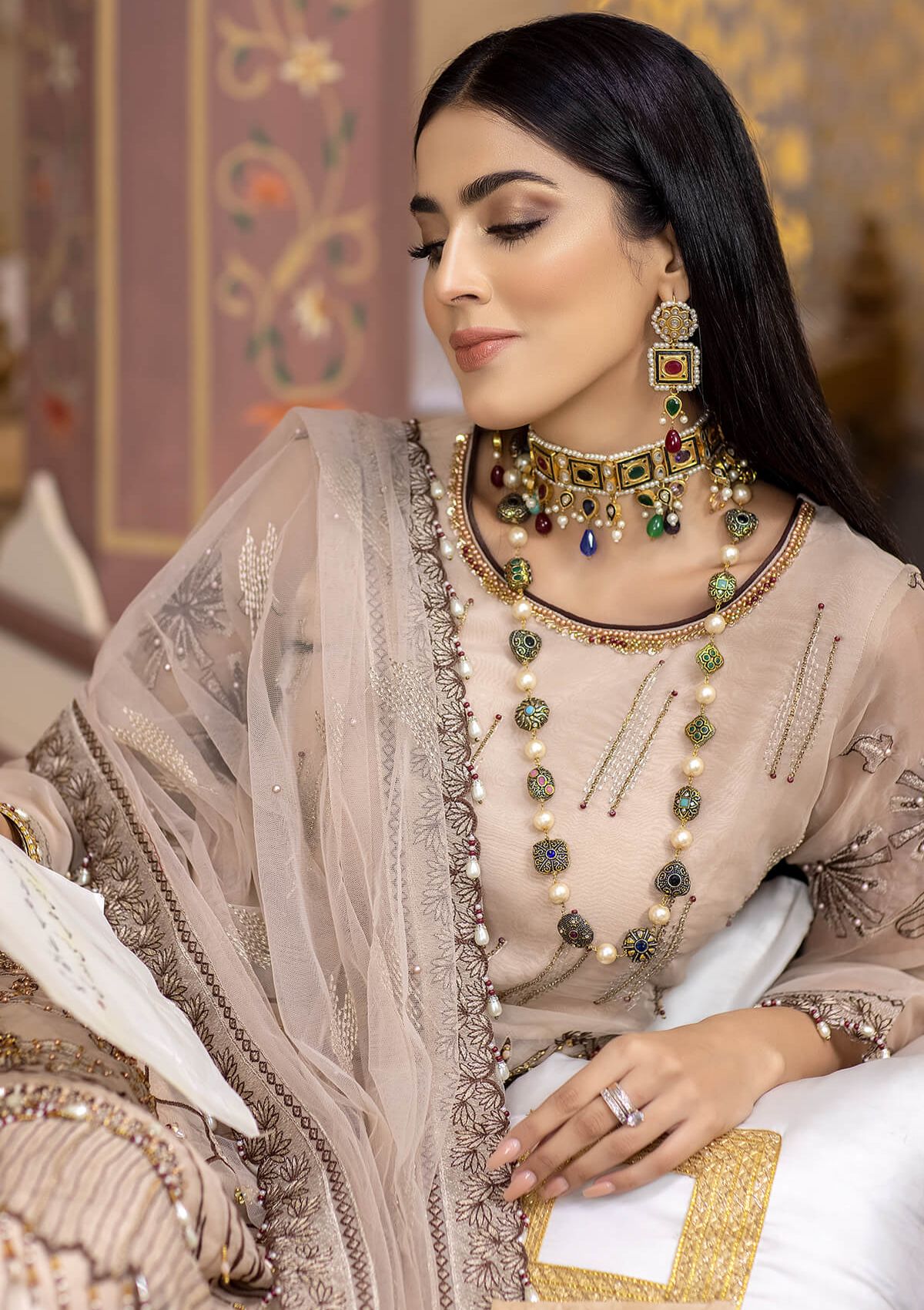 Raeesa Luxury Chiffon'22 HU-1003 - Mohsin Saeed Fabrics