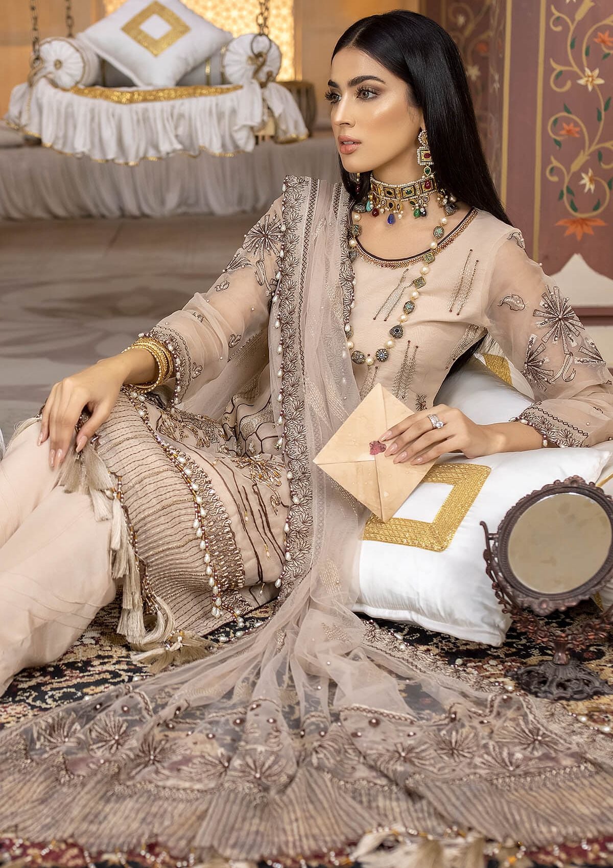 Raeesa Luxury Chiffon'22 HU-1003 - Mohsin Saeed Fabrics