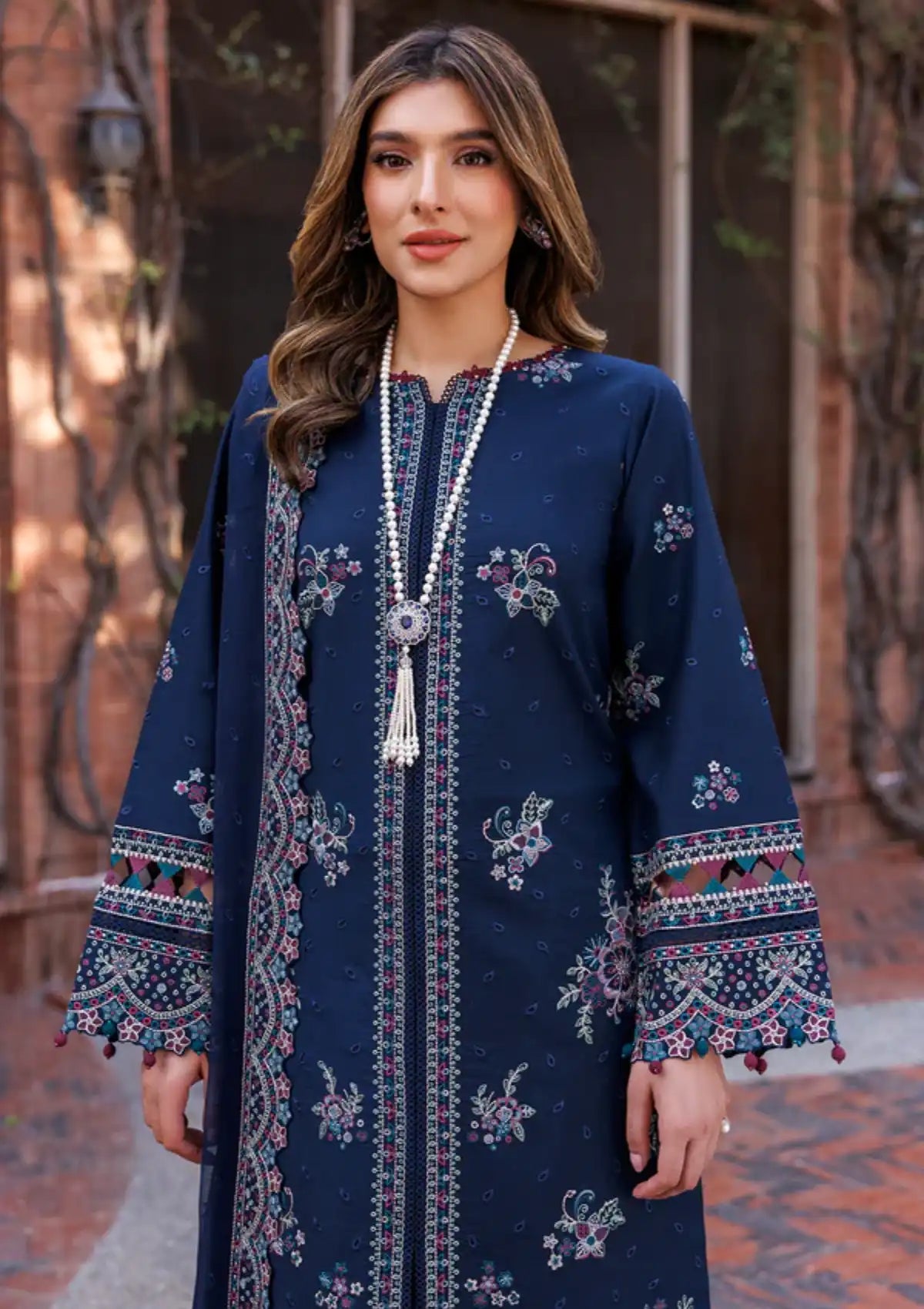 Farasha Kaavish Eid Festive Lawn'24 D-04 DEEP SAPPHIRE - Mohsin Saeed Fabrics