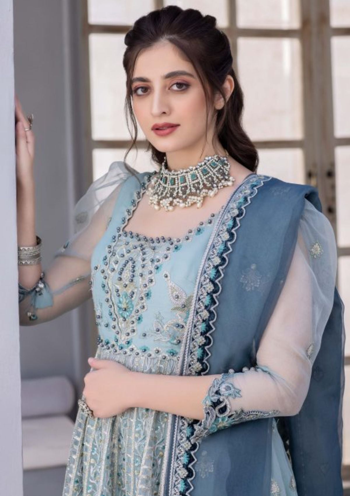 Meem Amor Orgenza Handwork'23 D-01 - Mohsin Saeed Fabrics