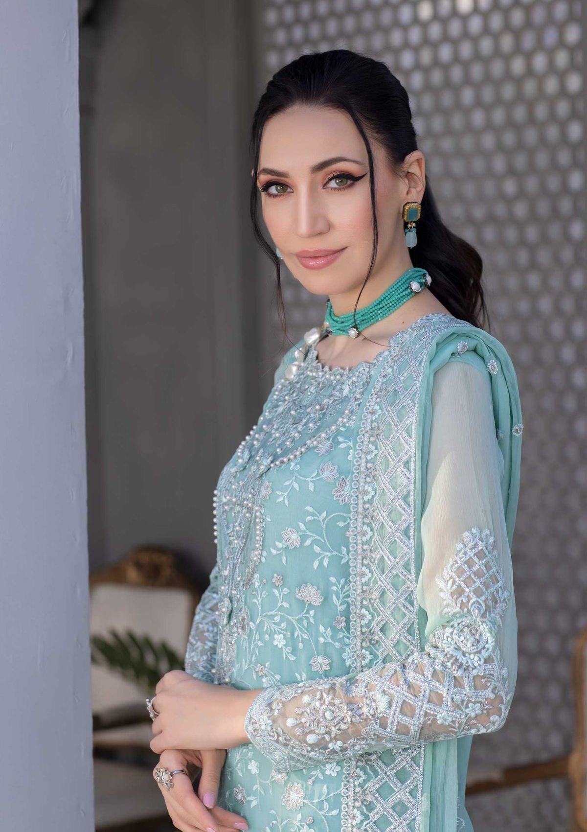 Meem Chiffon Handwork'22 MD-04 - Mohsin Saeed Fabrics