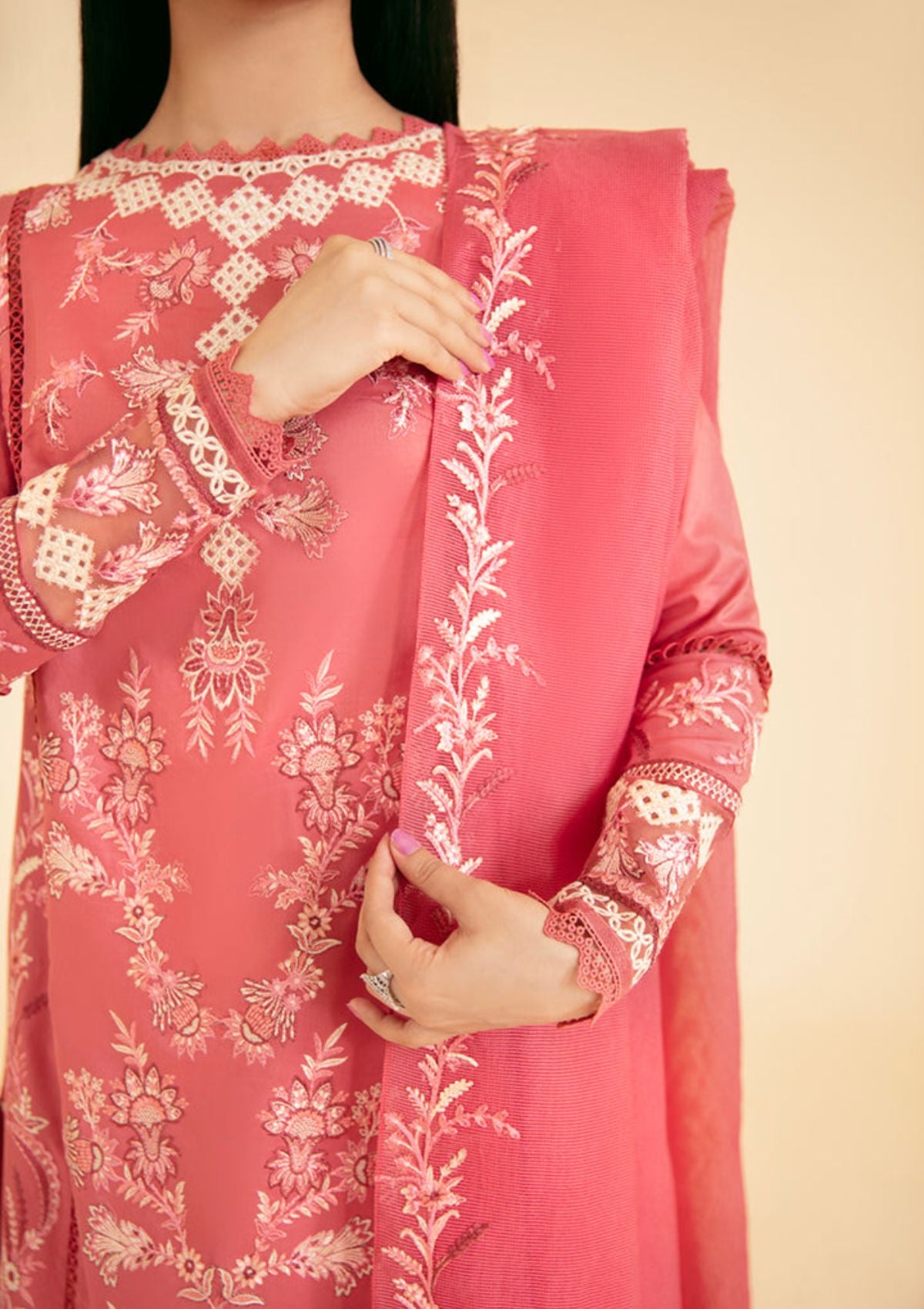 Qalamkar Qlinekari Luxury Lawn'24 SQ-09 SENA - Mohsin Saeed Fabrics