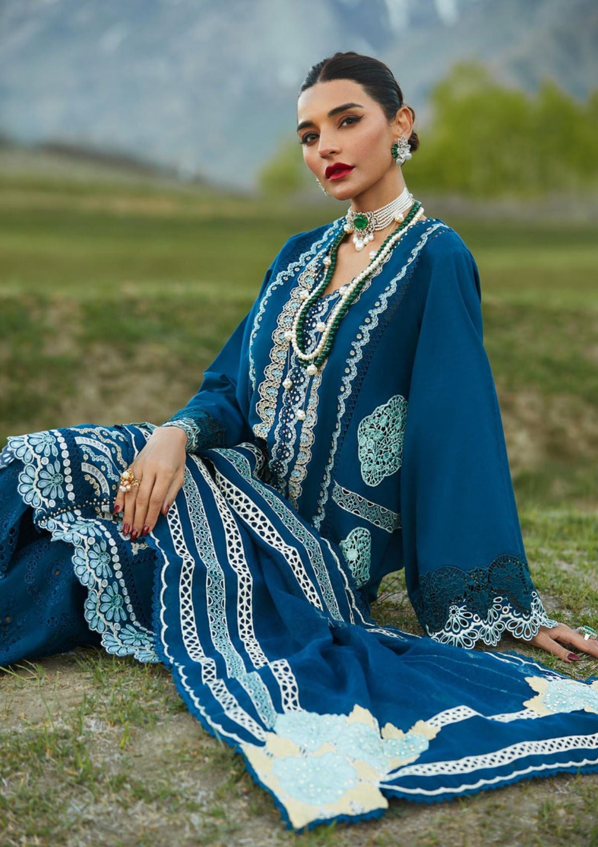 Crimson Luxury Lawn'23 D-7A - Mohsin Saeed Fabrics
