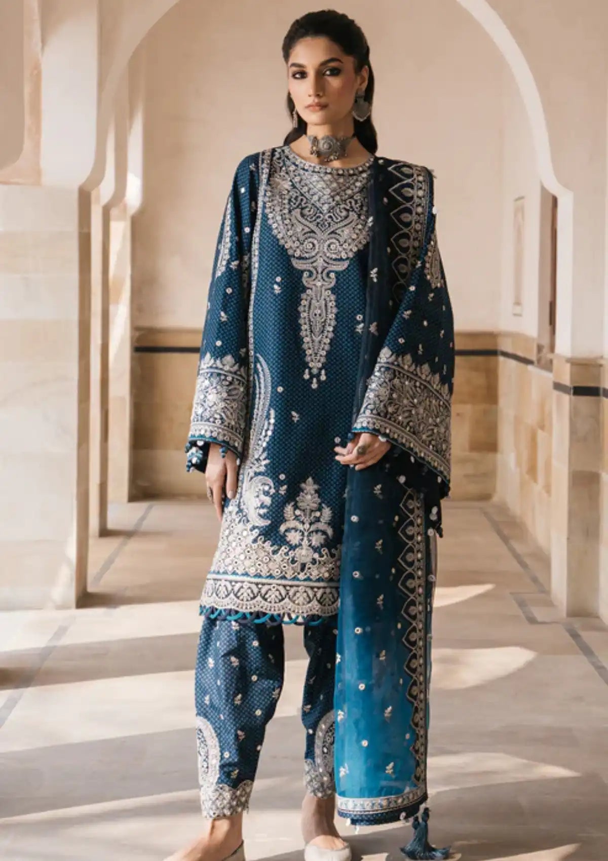 Jazmin Shahkaar Luxury Lawn'24 D-05 - Mohsin Saeed Fabrics
