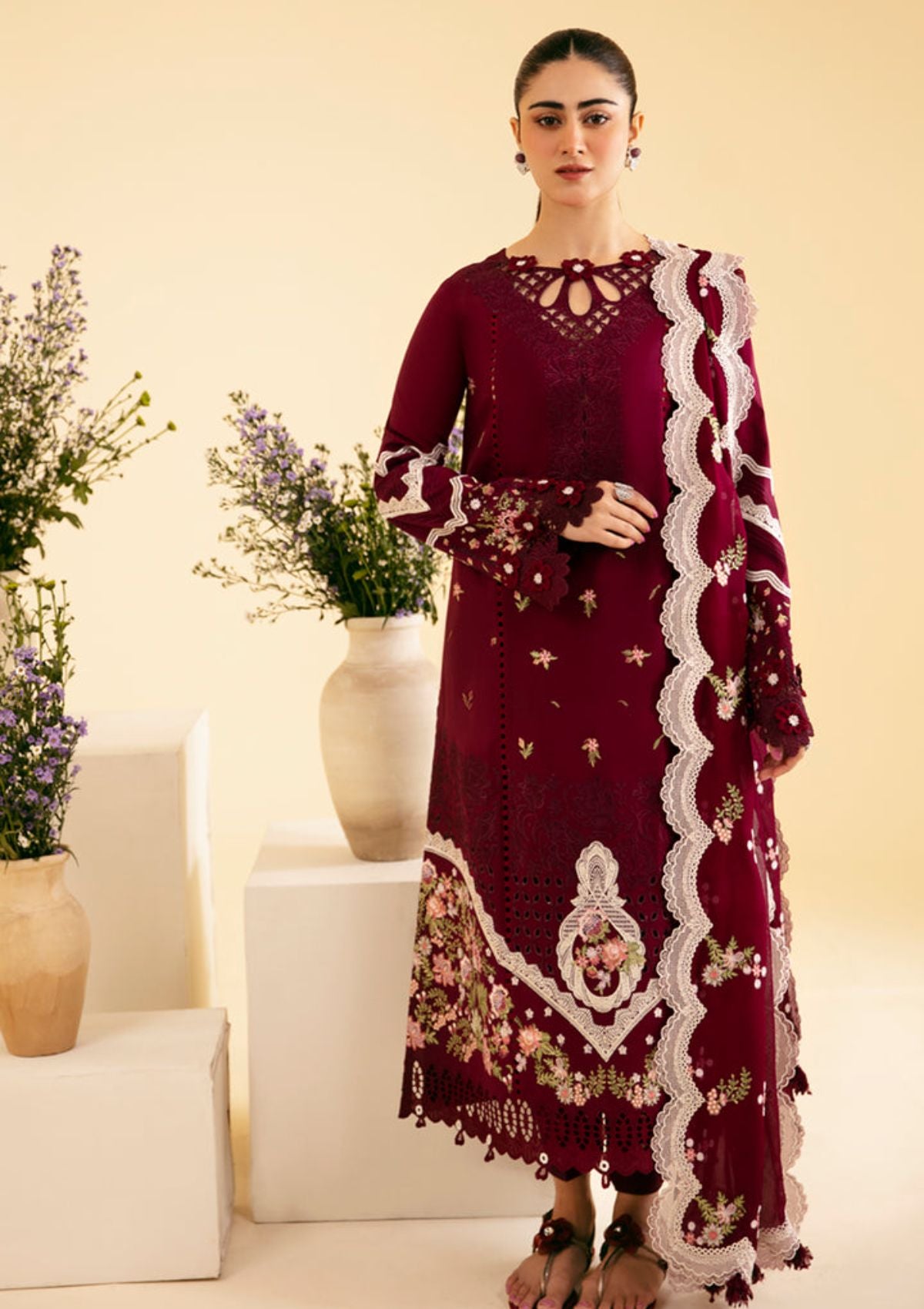 Qalamkar Qlinekari Luxury Lawn'24 SQ-11 ZENAL - Mohsin Saeed Fabrics