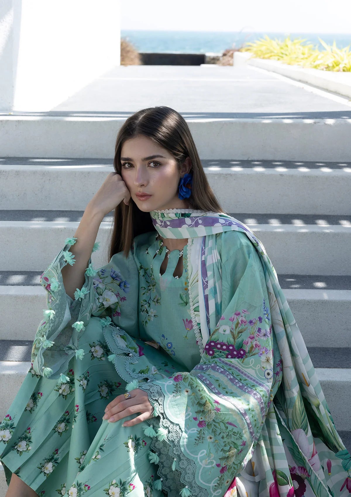 Elaf Santorini Prints Vol-1'26 EPN-7A TEAL ME