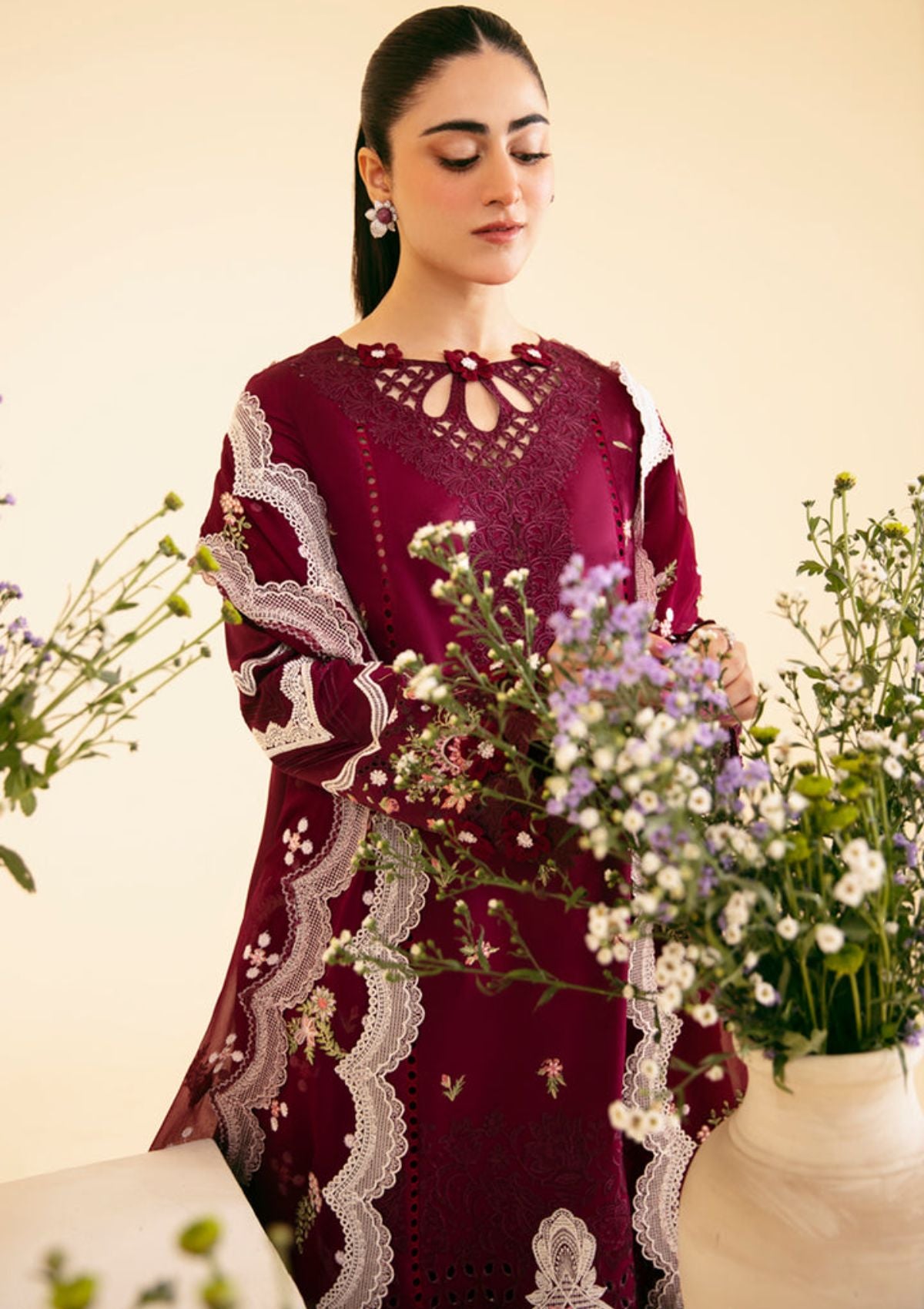 Qalamkar Qlinekari Luxury Lawn'24 SQ-11 ZENAL - Mohsin Saeed Fabrics