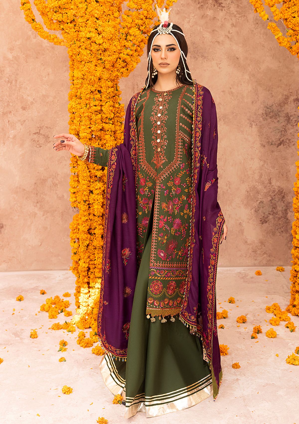 Bin Ilyas Laal Luxury Winter'23 1513-A - Mohsin Saeed Fabrics