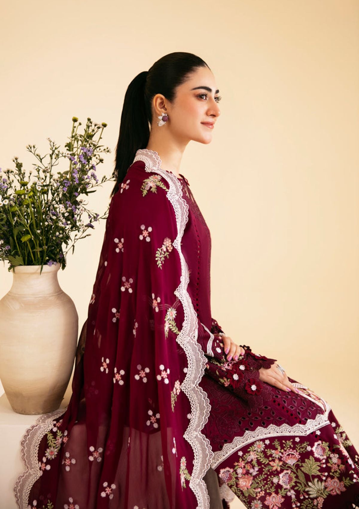 Qalamkar Qlinekari Luxury Lawn'24 SQ-11 ZENAL - Mohsin Saeed Fabrics