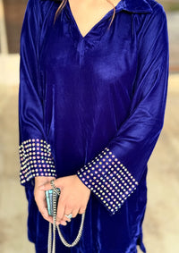 Sidra Fahad Velvet'25 SF - 295  Royal Blue