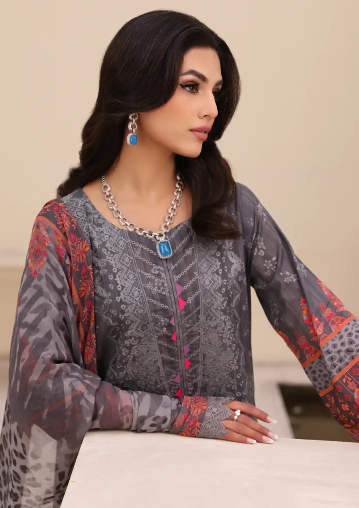 Charizma Naranji Emb Lawn'24 Vol-01 CN4-006 - Mohsin Saeed Fabrics