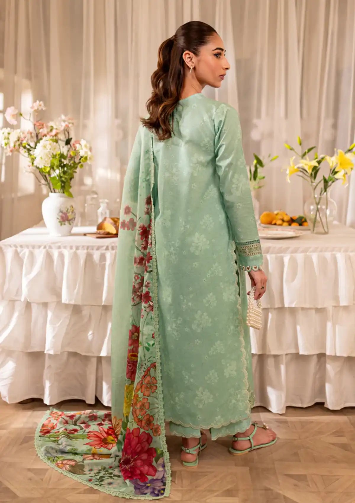 Farasha Seraya Emb Lawn'24 D-10 SAGE - Mohsin Saeed Fabrics