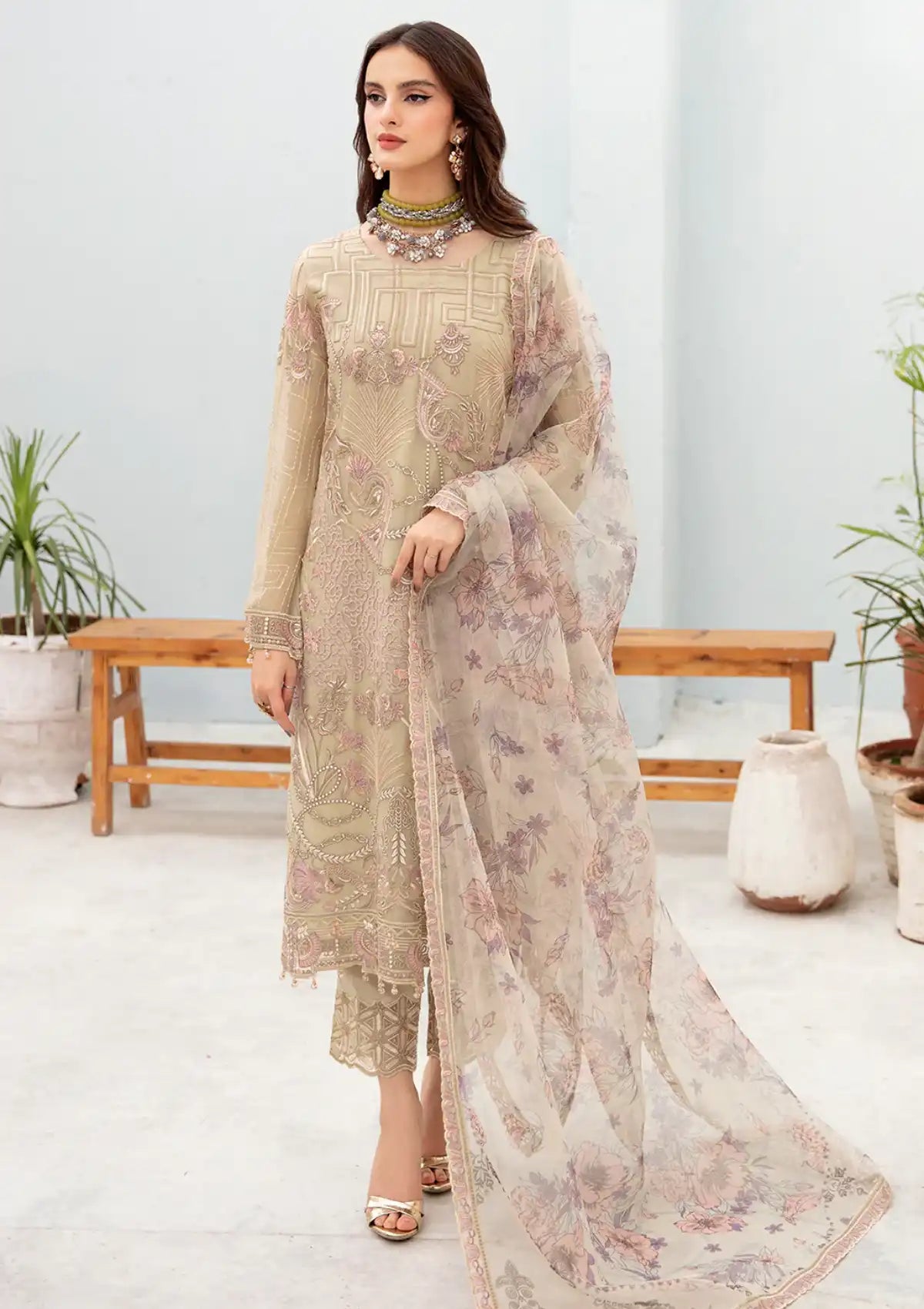 Ramsha Chevron Chiffon'23 Vol-07 A-701 - Mohsin Saeed Fabrics