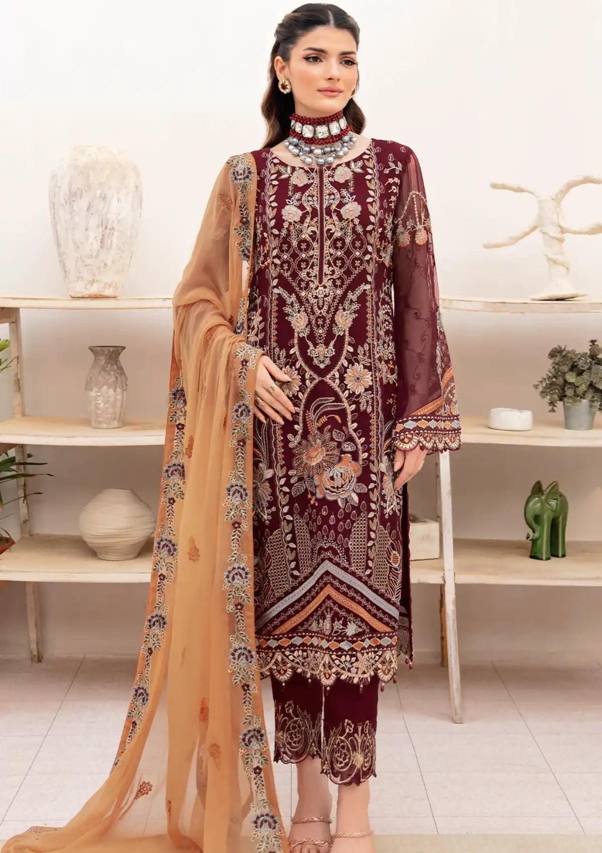 Shahsevan Textiles Ramsha Chevron Chiffon'23 Vol-07 A-712 – Mohsin Saeed Fabrics