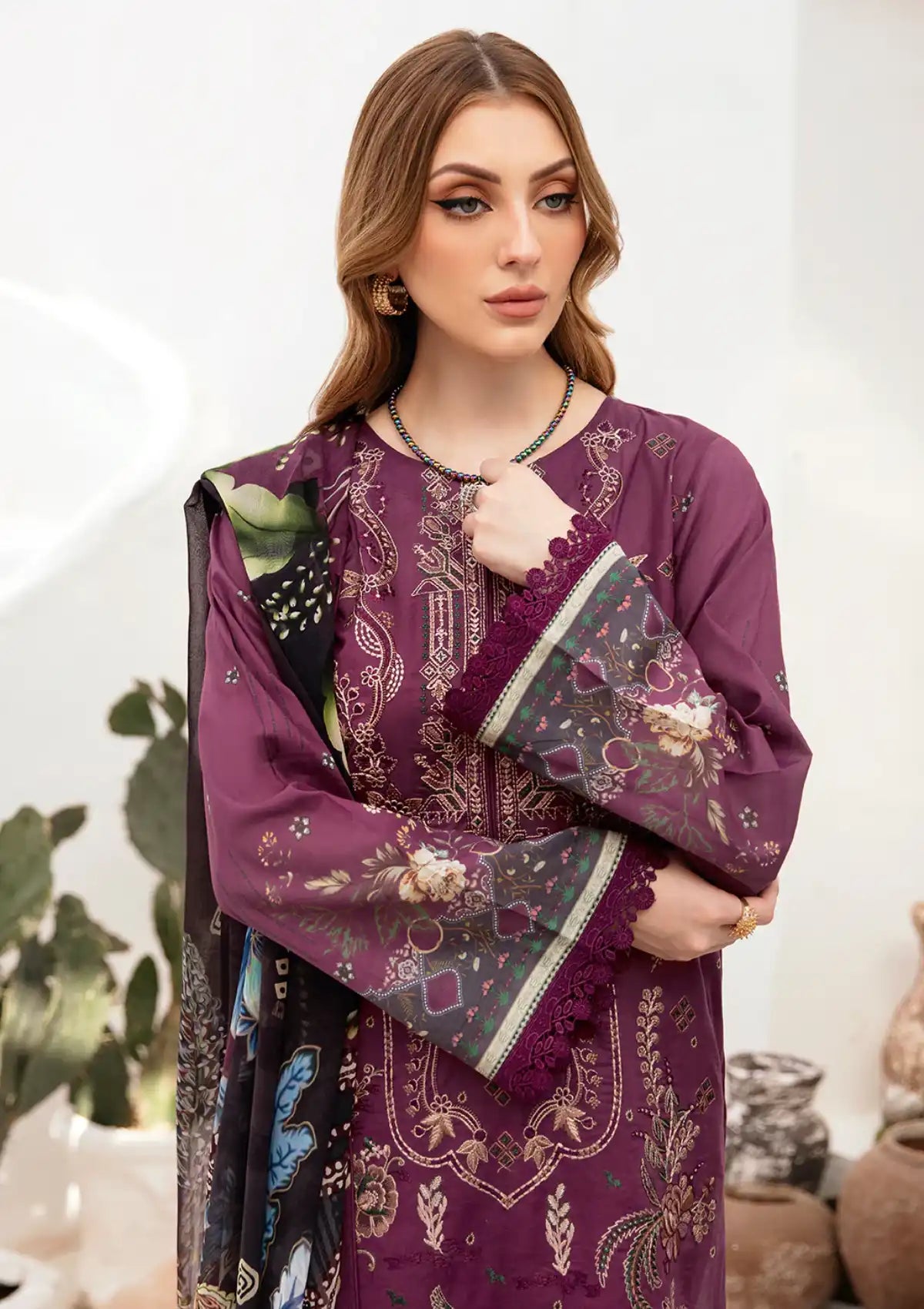 Ramsha Ghazal Emb Lawn'24 Vol-02 G-205 - Mohsin Saeed Fabrics