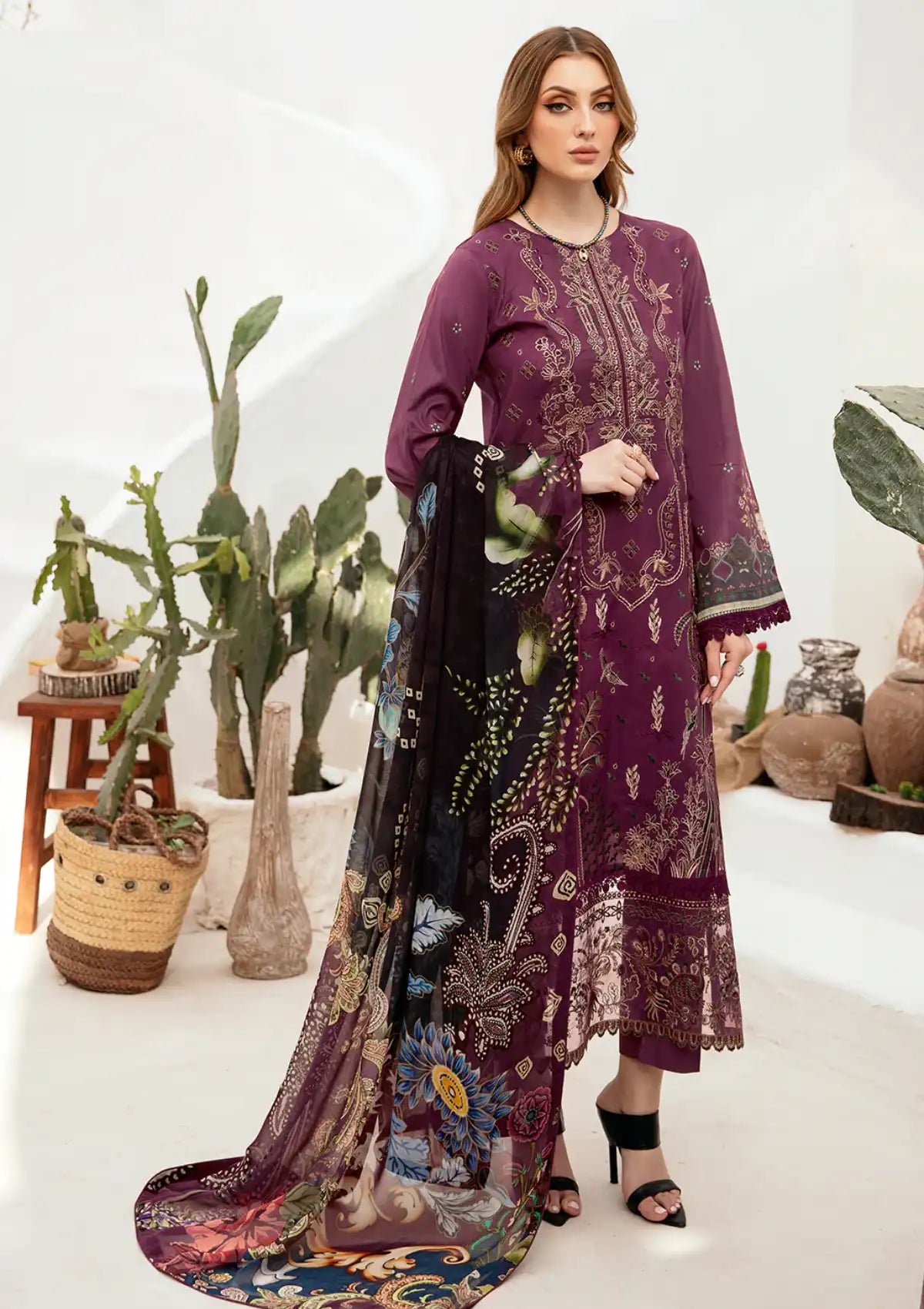 Ramsha Ghazal Emb Lawn'24 Vol-02 G-205 - Mohsin Saeed Fabrics