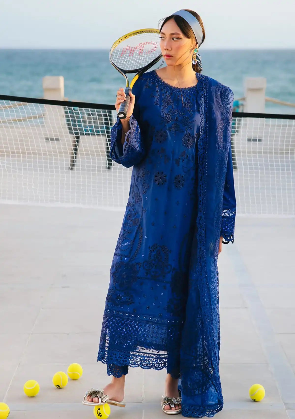 Nureh Eid Escape Luxury Lawn'24 NE-90 BLUME - Mohsin Saeed Fabrics